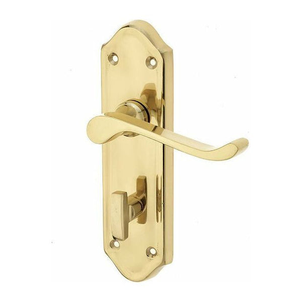 Frelan - Sherbourne Door Handles On Backplate - Bathroom - Polished Brass - JV260BPB - Choice Handles