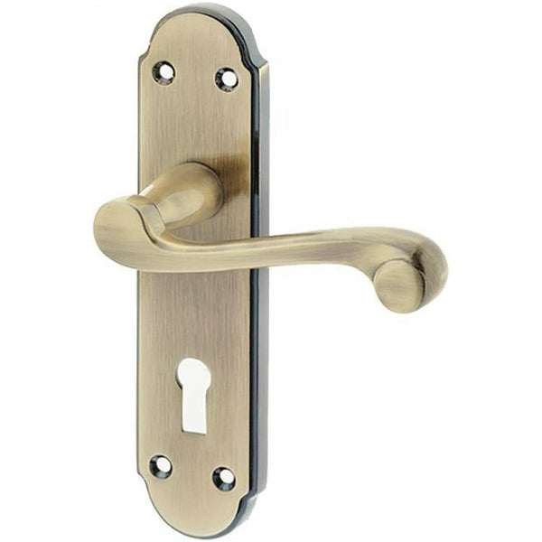 Frelan - Marlow Door Handles On Backplate - Lever Lock - Antique Brass - JV270AB - Choice Handles