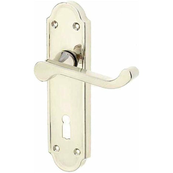 Frelan - Sherbourne Door Handles On Backplate - Lever Lock - Polished Nickel - JV260PN - Choice Handles
