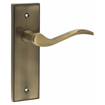 Frelan - Ronda Door Handles On Backplate - Latch - Antique Brass - JV284AB - Choice Handles