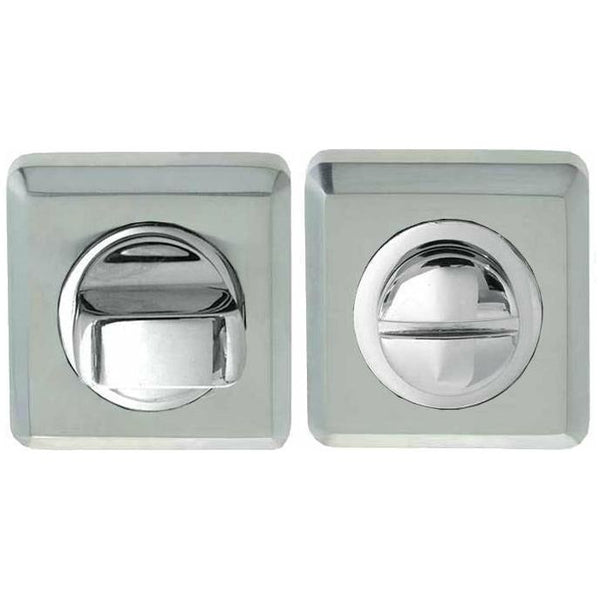 Frelan - Square Bathroom Turn & Release 50mm x 10mm - Polished Chrome & Satin Chrome - JV3266PCSC - Choice Handles