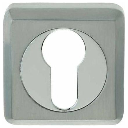 Frelan - Euro Profile Square Escutcheon - Dual Finish - Polished Chrome & Satin Chrome - JV3005EPCSC - Choice Handles