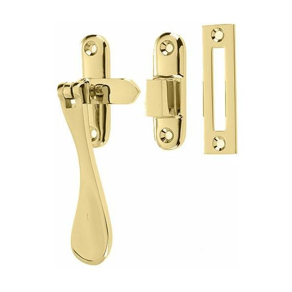 Frelan - Hook And Mortice Casement Fastener - Polished Brass - JV301PB - Choice Handles
