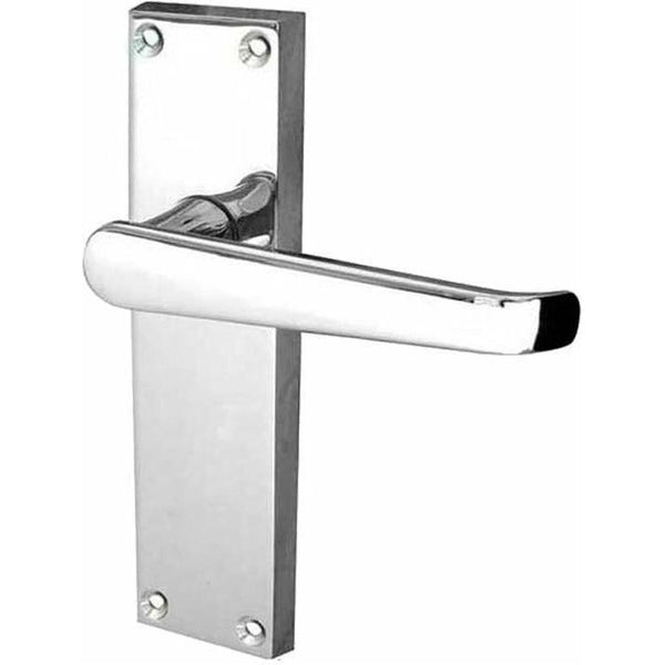 Frelan - Straight Door Handles On Backplate - Latch - Polished Chrome - JV31LPC - Choice Handles