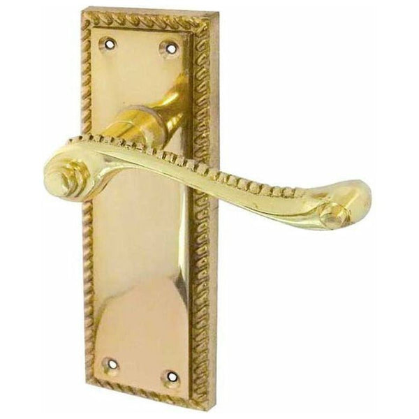 Frelan - Georgian Suite Door Handles On Backplate - Latch - Polished Brass - JG1APB - Choice Handles