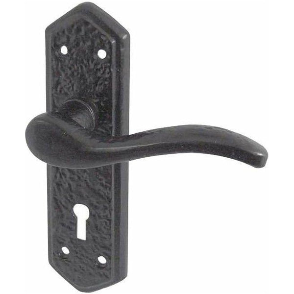 Frelan - Wentworth Door Handles On Backplate - Lever Lock - Black Antique - JAB500 - Choice Handles