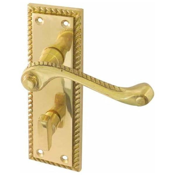 Frelan - Georgian Suite Door Handles On Backplate - Bathroom - Polished Brass - JG1BPB - Choice Handles