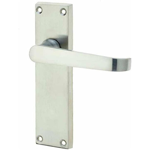 Frelan - Straight Door Handles On Backplate - Latch - Satin Chrome - JV31LSC - Choice Handles