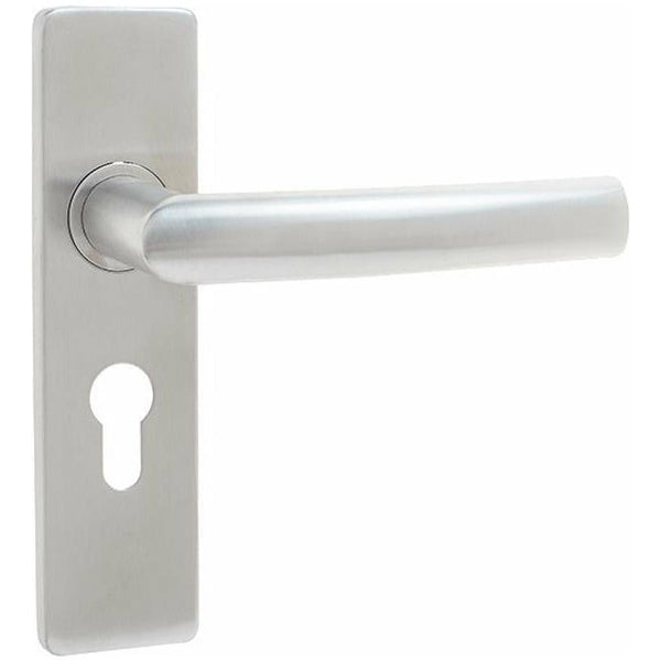 Frelan - Luma Door Handles On Backplate - Euro Profile - Satin Stainless Steel - JSS682 - Choice Handles