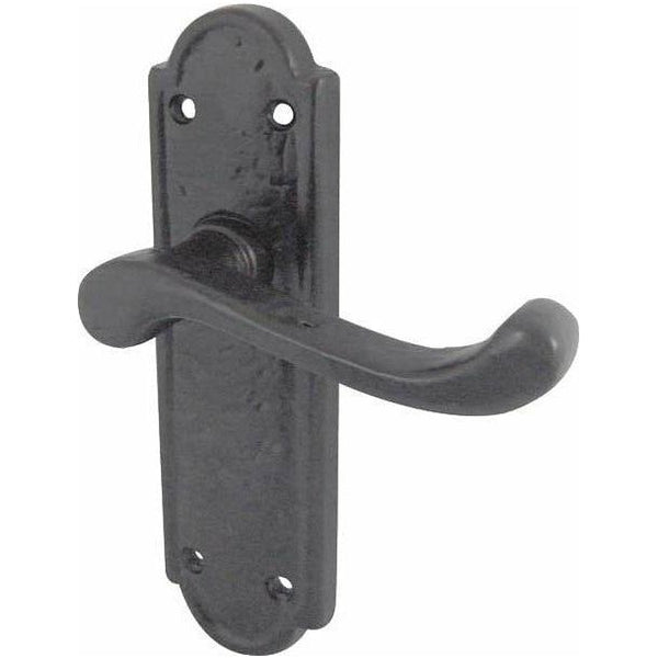 Frelan - Turnberry Door Handles On Backplate - Latch - Black Antique - JAB301 - Choice Handles