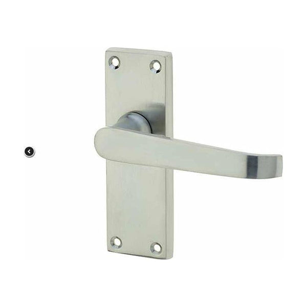 Frelan - Straight Door Handles On Short Backplate - Latch - Satin Chrome - JV31SC - Choice Handles