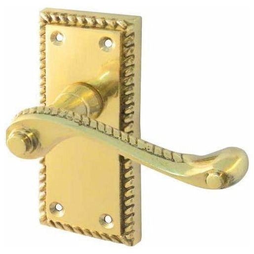 Frelan - Georgian Suite Door Handles On Short Backplate - Latch - Polished Brass - JG2PB - Choice Handles