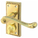 Frelan - Georgian Suite Door Handles On Short Backplate - Bathroom Privacy - Polished Brass - JG2PRPB - Choice Handles