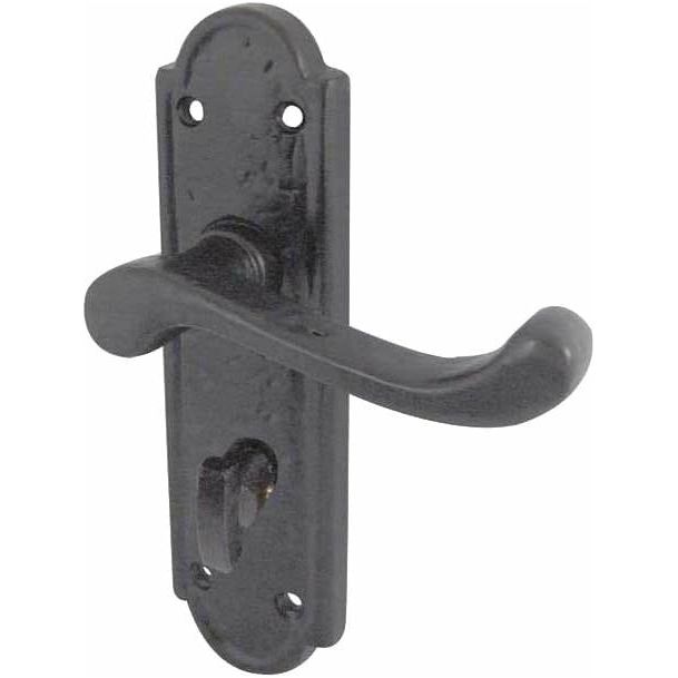 Frelan - Turnberry Door Handles On Backplate - Bathroom - Black Antique - JAB300B - Choice Handles