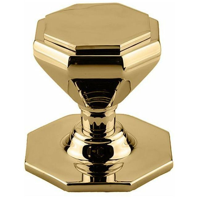 Frelan - Octagonal Centre Door Knob (70mm Diameter) - Polished Brass - JV33PB - Choice Handles