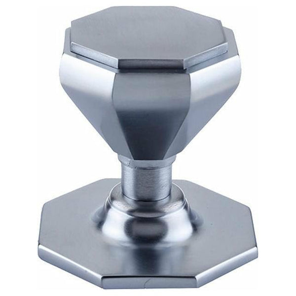 Frelan - Octagonal Centre Door Knob (70mm Diameter) - Satin Chrome - JV33SC - Choice Handles