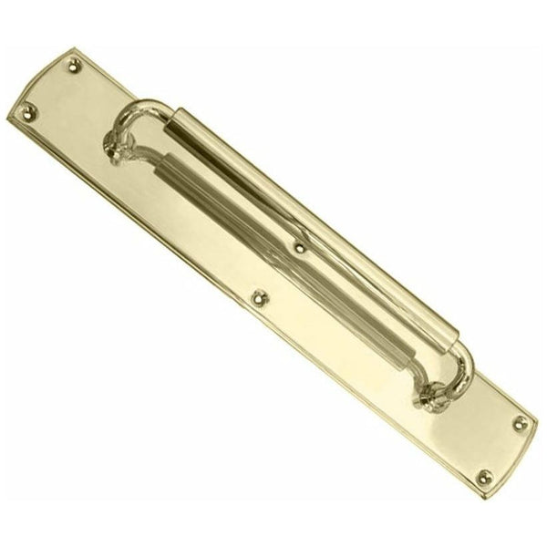 Frelan - Chatsworth Pull Handle On Backplate 460mm - Polished Brass - JV3695PB - Choice Handles