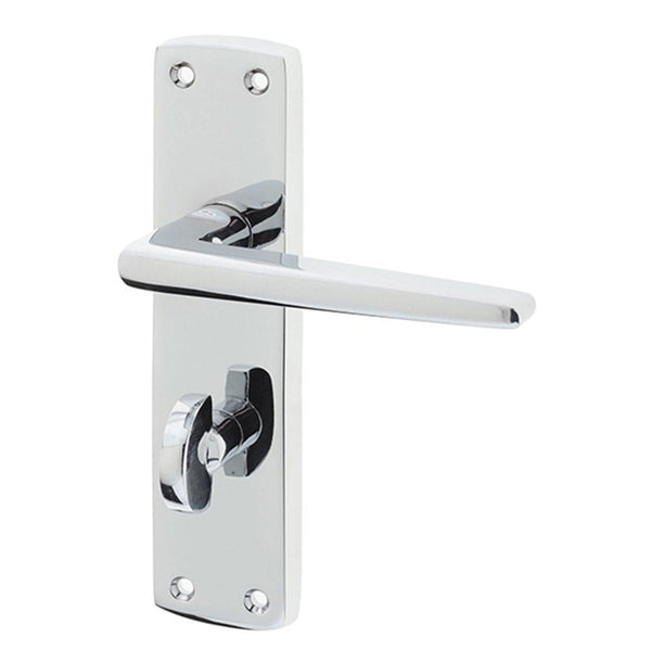 Frelan - Bray Suite Door Handles On Backplate - Bathroom - Polished Chrome - JV393PC - Choice Handles