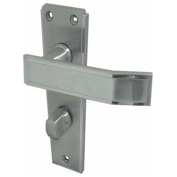 Frelan - Art Deco Door Handles On Backplate - Bathroom - Satin Chrome - JV255SC - Choice Handles