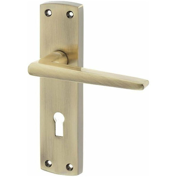 Frelan - Bray Suite Door Handles On Backplate - Lever Lock - Antique Brass - JV390AB - Choice Handles