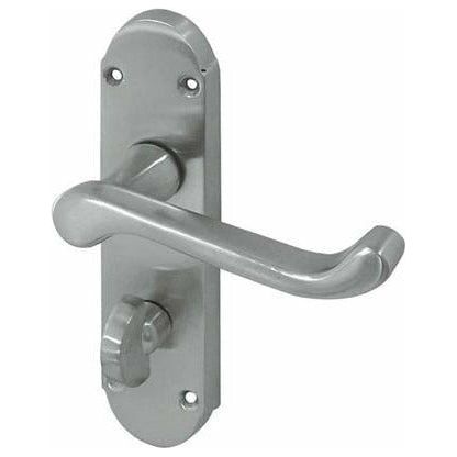 Frelan - Epsom Door Handles On Backplate - Bathroom - Satin Chrome - JV250BSC - Choice Handles