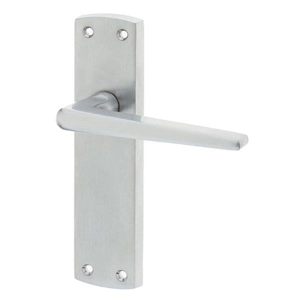 Frelan - Bray Suite Door Handles On Backplate - Latch - Satin Chrome - JV390SC - Choice Handles