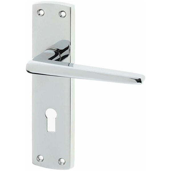 Frelan - Bray Suite Door Handles On Backplate - Lever Lock - Polished Chrome - JV390PC - Choice Handles