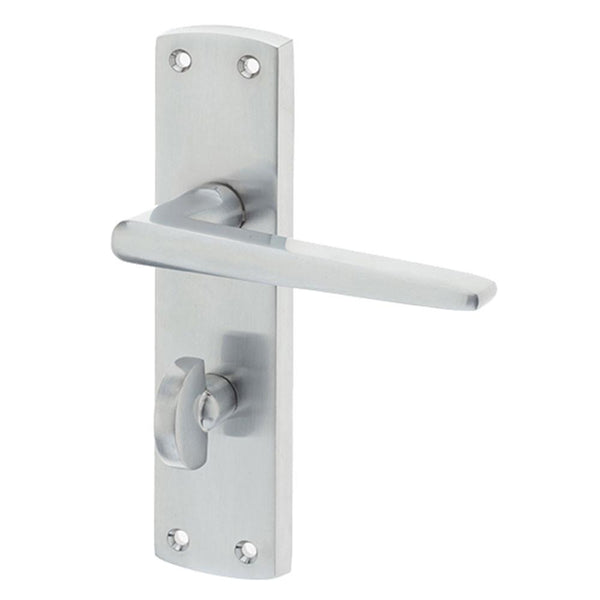 Frelan - Bray Suite Door Handles On Backplate - Bathroom - Satin Chrome - JV393SC - Choice Handles