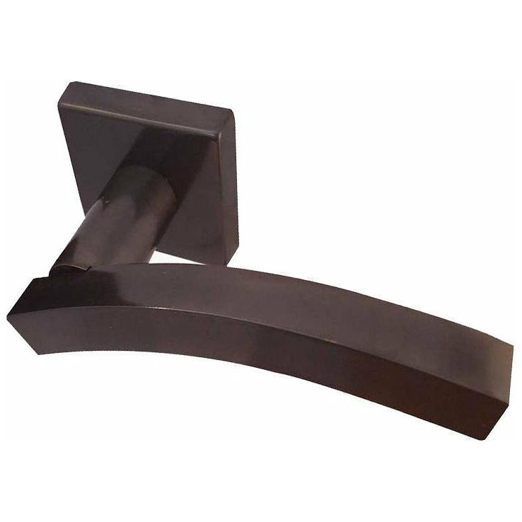Frelan - Paja Kubus Curved Door Handles On Square Rose - Dark Bronze - JV4002DB - Choice Handles