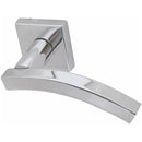 Frelan - Paja Kubus Curved Door Handles On Square Rose - Polished Chrome - JV4002PC - Choice Handles
