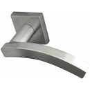 Frelan - Paja Kubus Curved Door Handles On Square Rose - Satin Chrome - JV4002SC - Choice Handles