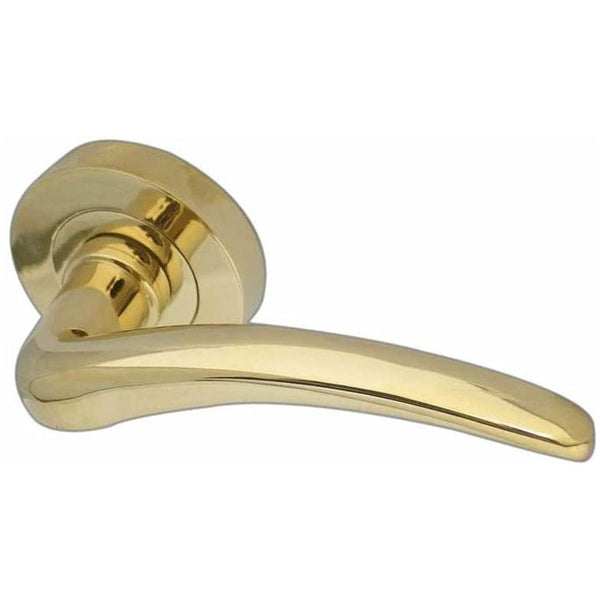 Frelan - Gull Door Handles On Round Rose - PVD Stainless Brass - JV420PVD - Choice Handles