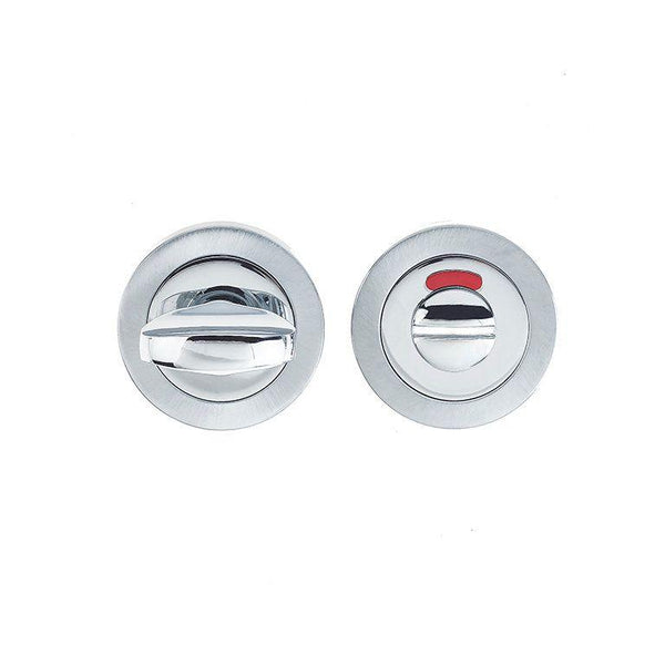 Frelan - Bathroom Turn & Release With Indicator 50mm x 10mm -  Dual Finish - Polished Chrome & Satin Chrome - JV421PCSC - Choice Handles