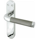 Frelan - Twin Door Handles On Backplate - Latch - Dual Finish - Polished Chrome & Satin Chrome - JV432PCSC - Choice Handles