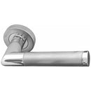 Frelan - Mitred Door Handles On Round Rose, Dual Finish - Polished Chrome & Satin Chrome - JV435PCSC - Choice Handles