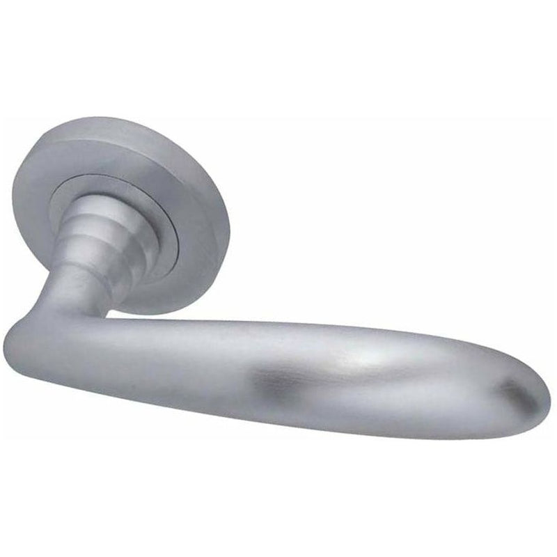 Frelan - Reguitti Arc Door Handles On Round Rose - Satin Chrome - JV450SC - Choice Handles