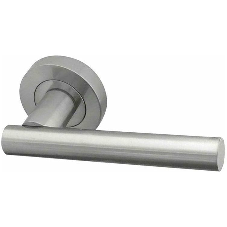 Frelan - Petra Door Handles On Round Rose  - Satin Chrome - JV508SC - Choice Handles