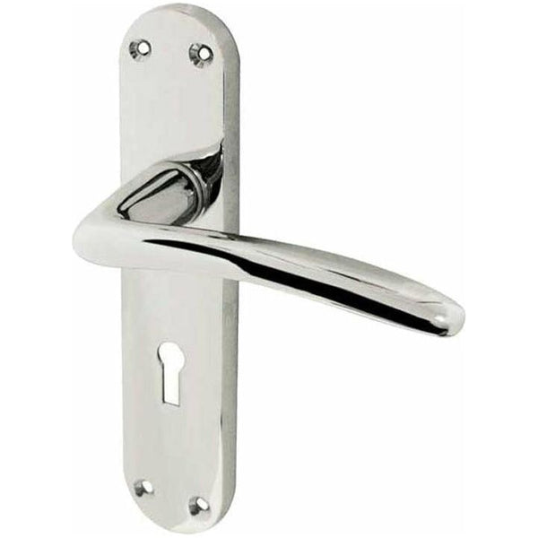 Frelan - Gull Door Handles On Backplate - Lever Lock - Polished Chrome - JV496PC - Choice Handles