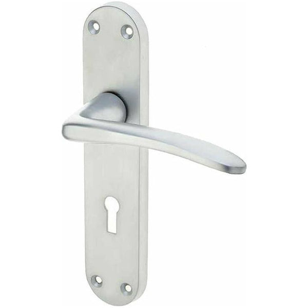 Frelan - Gull Door Handles On Backplate - Lever Lock - Satin Chrome - JV496SC - Choice Handles
