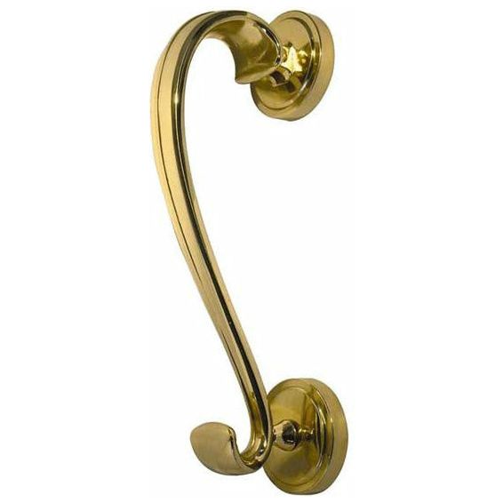 Frelan - Sloan Scroll Door Knocker On Round Rose - Polished Brass - JV4PB - Choice Handles