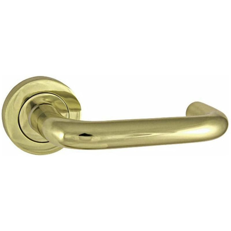 Frelan - Thame Door Handles On Round Rose  - Polished Brass - JV502PB - Choice Handles