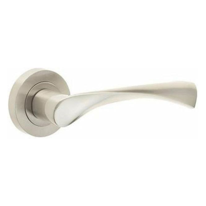 Frelan - Twirl Door Handles On Round Rose  - Satin Nickel - JV504SN - Choice Handles