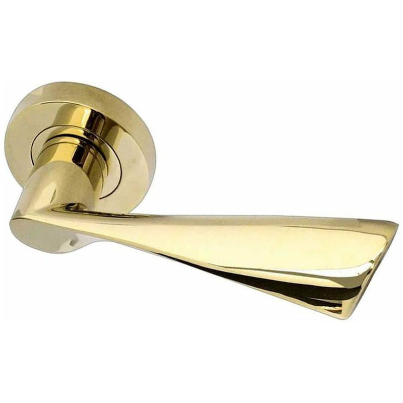 Frelan - Twirl Door Handles On Round Rose  - Polished Brass PVD - JV502PB - Choice Handles