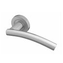 Frelan - Curve Door Handles On Round Rose  - Satin Chrome  - JV520SC - Choice Handles