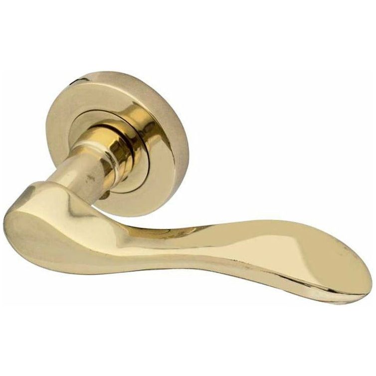 Frelan - Turin Door Handles On Round Rose  - Polished Brass PVD  - JV550PVD - Choice Handles
