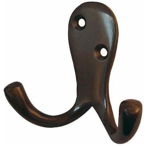 Frelan - Double Robe Hook 53mm x 27mm - Dark Bronze - JV62DB - Choice Handles