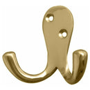 Frelan - Double Robe Hook 53mm x 27mm - Polished Brass - JV62PB - Choice Handles
