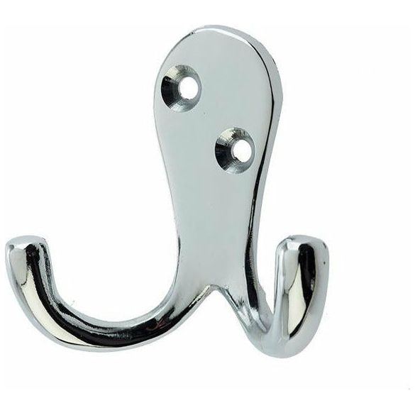 Frelan - Double Robe Hook 53mm x 27mm - Polished Chrome - JV62PC - Choice Handles