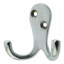 Frelan - Double Robe Hook 53mm x 27mm - Satin Chrome - JV62SC - Choice Handles