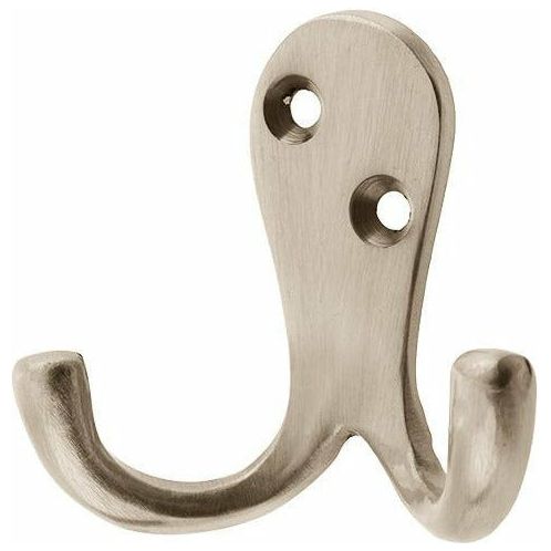 Frelan - Double Robe Hook 53mm x 27mm - Satin Nickel - JV62SN - Choice Handles